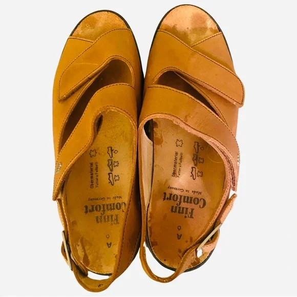 Finn Comfort Jersey Women’s Sandals 6A  US 8.5 Leather Cognac - Picture 4 of 9